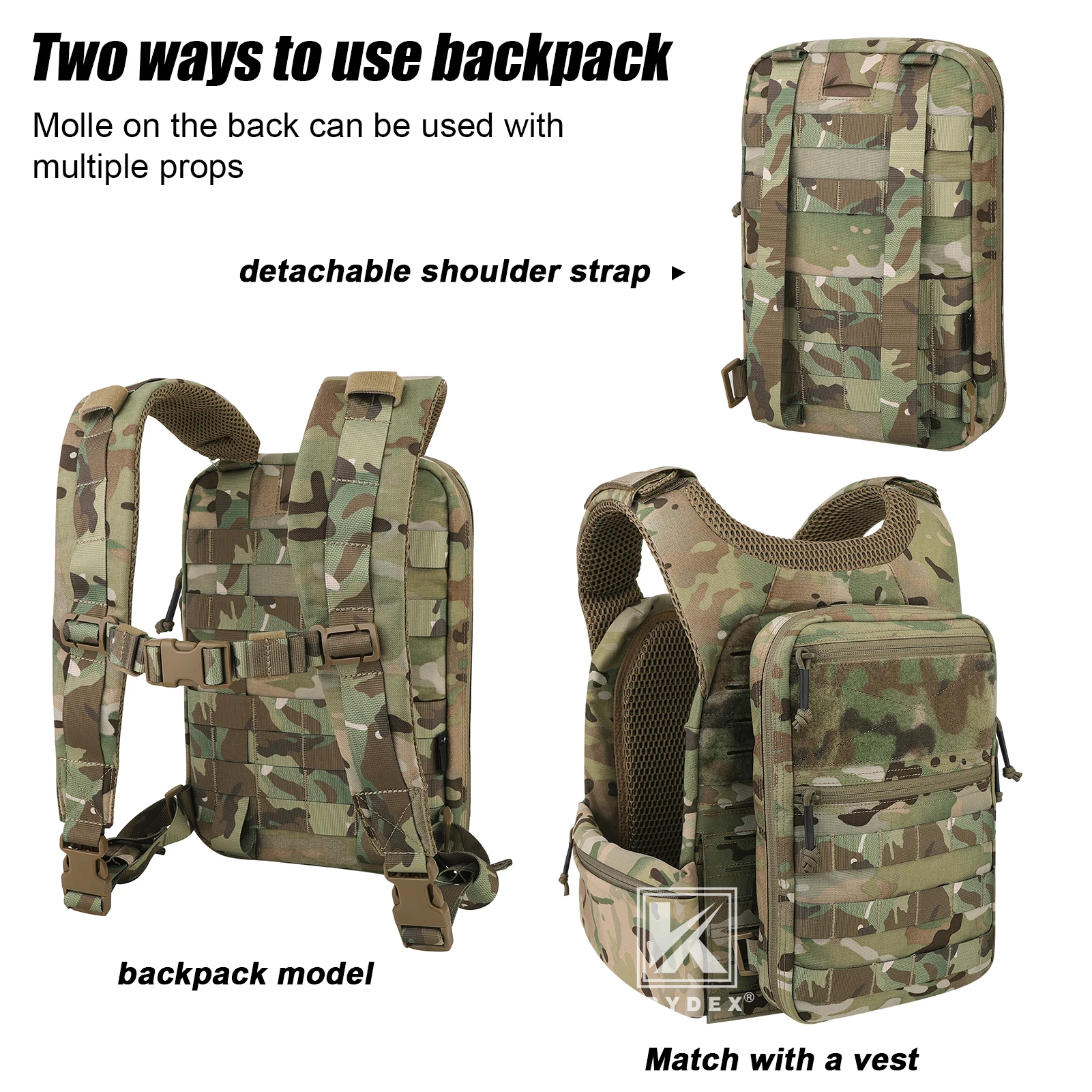 KRYDEX 500D-mochila táctica de hidratación de 50 oz, bolsa Modular de vejiga de agua de 1,5 l, accesorios para caza y senderismo al aire libre - imagen 5