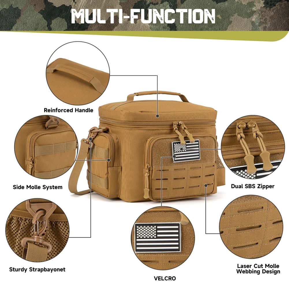 Bolsa de almuerzo táctica para hombres, fiambrera resistente al aire libre, trabajo, aislamiento a prueba de fugas, bolsa térmica duradera, comida, Camping, Picnic - imagen 3