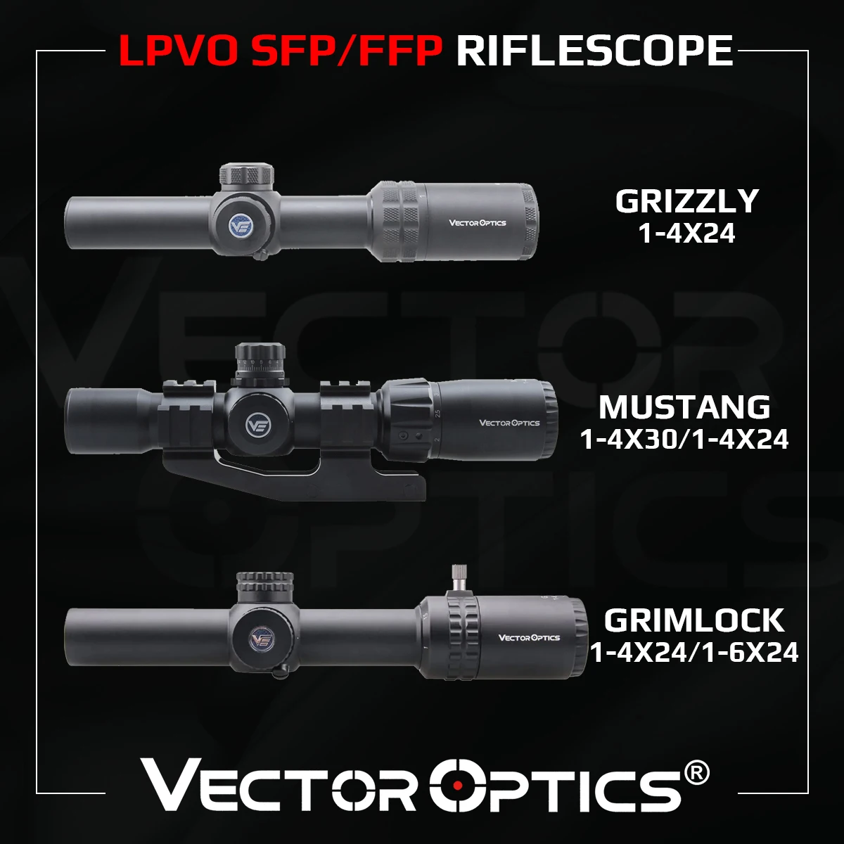 Óptica vectorial 1-4x24 1-6x24 SFP/FFP LPVO mira telescópica para.308 30-06 AR15 rifles y parrillas de caza CQB 5 años de garantía - imagen 2