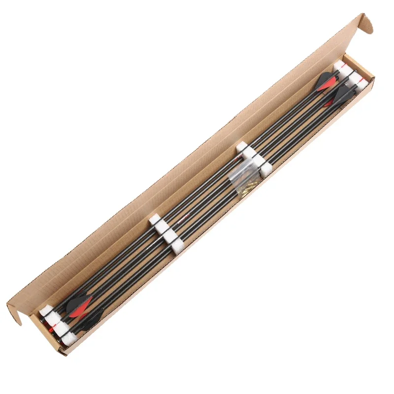 12 Uds Linkboy tiro con arco flechas de carbono puro 3k tejido columna vertebral 250-800 paletas de flecha de 2 pulgadas para caza con arco compuesto - imagen 3