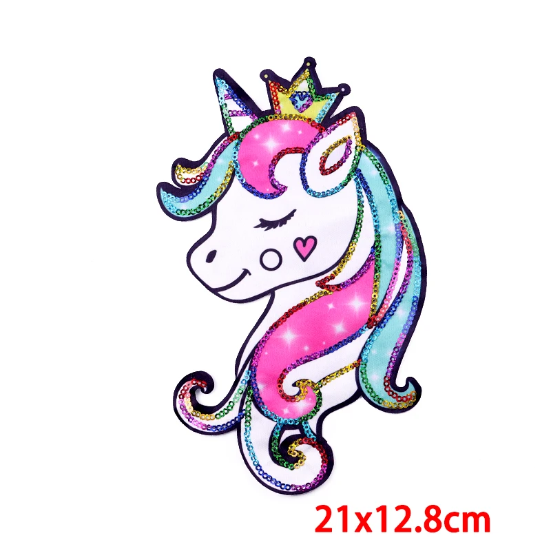 Parches bordados de alas de ciervo y unicornio con lentejuelas, parches de apliques de lentejuelas para coser dibujos animados DIY, accesorios decorativos para ropa - imagen 5