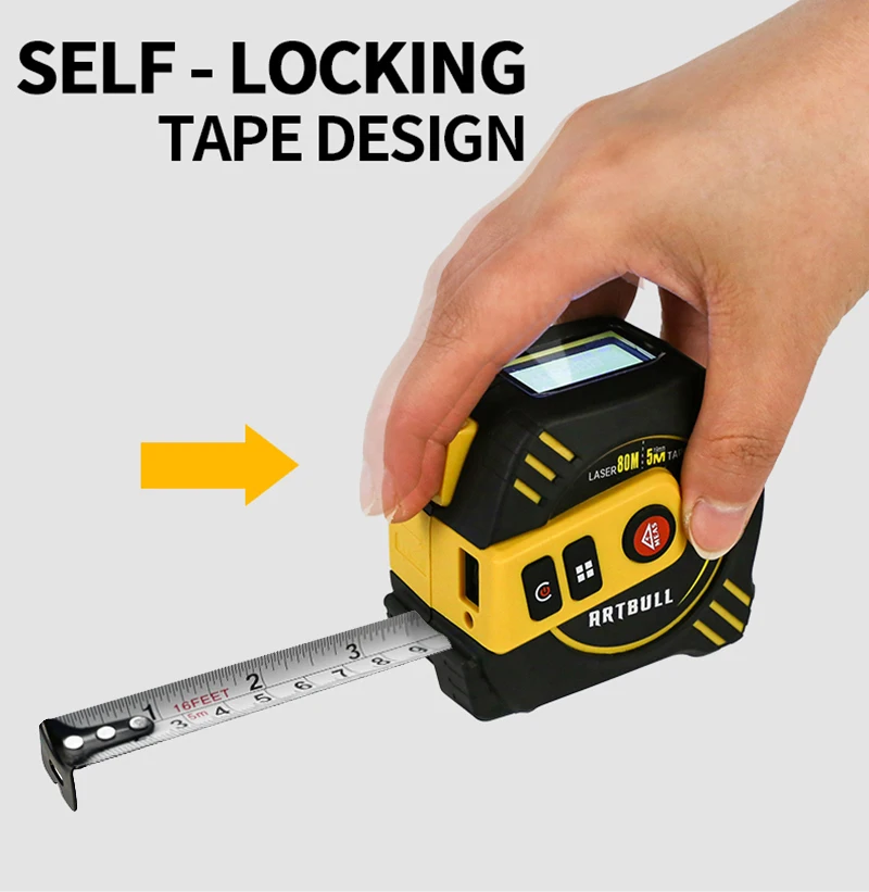 Telémetro láser multifunción 2 en 1, recargable, 80m, 40m con cinta de 5m, pantalla LCD con retroiluminación, cinta métrica láser - imagen 5