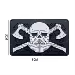 Parches luminosos de goma de PVC para Barba vikinga, doble hacha, brazalete bordado Vikingo, insignias, apliques DIY, parche para ropa, mochila