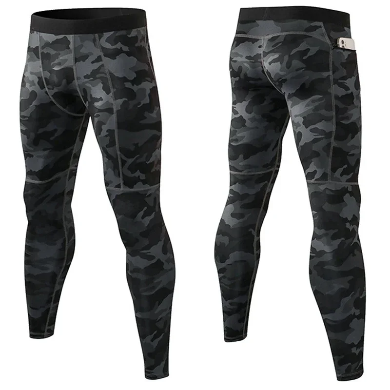 Pantalones de compresión para hombre, ropa deportiva de secado rápido, mallas para correr, Legging, entrenamiento físico, deporte de ciclismo, pantalones de Yoga con bolsillo con cremallera - imagen 3