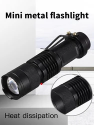 Mini linterna LED, linterna táctica de mano ajustable de 3 modos para acampar, senderismo, trabajo al aire libre
