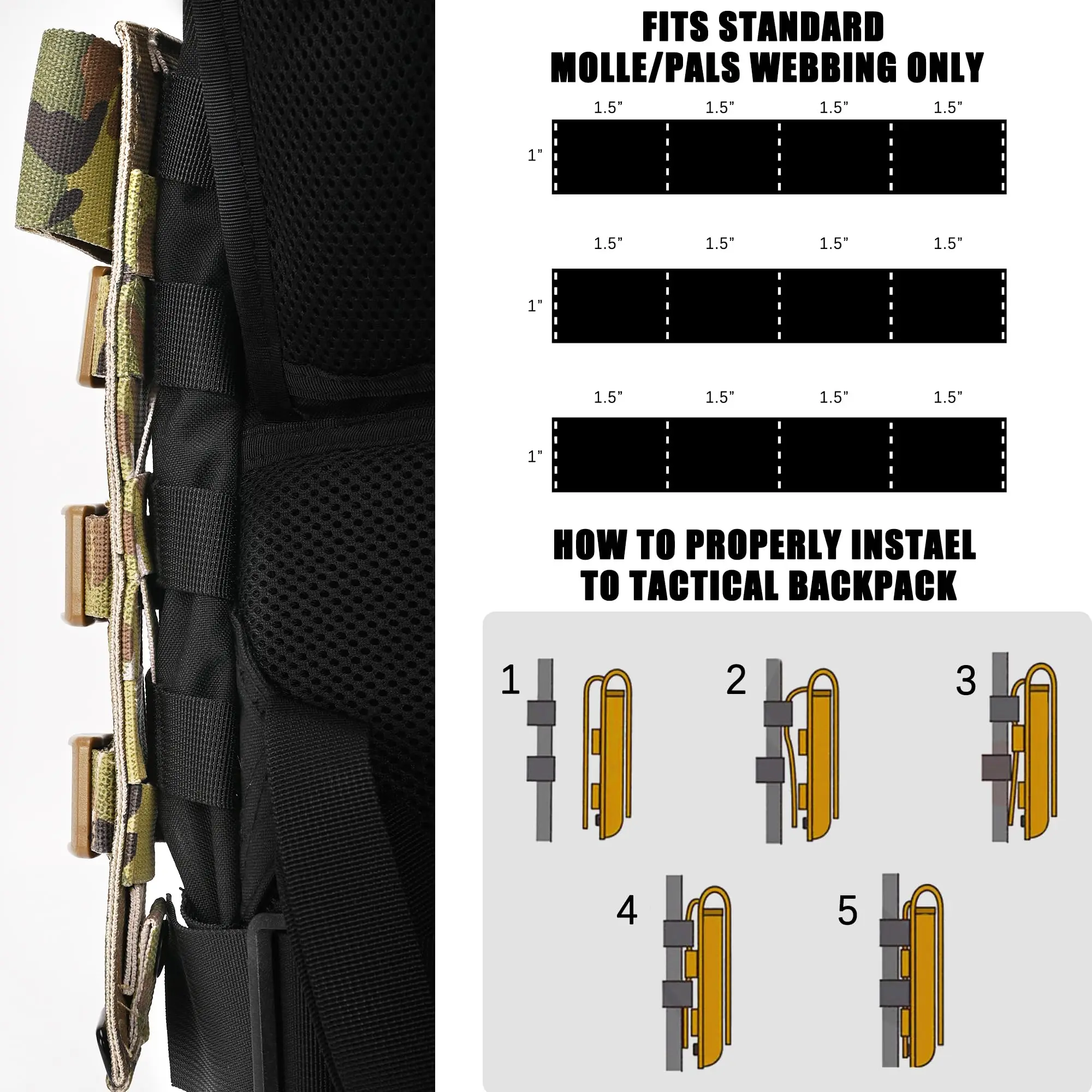 Soporte Molle porta herramientas – Funda táctica hacha y cuchillo - imagen 4