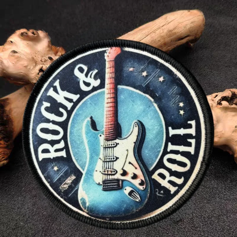 Parche con estampado de instrumento de guitarra, chaleco táctico, insignia de moral con gancho y bucle, pegatinas decorativas para mochila, parches para brazalete para ropa - imagen 5