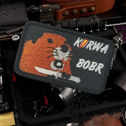 Parche táctico con estampado de castor con cuchillo, parche con emblema divertido de gancho y bucle, insignia de moral militar, brazalete del ejército, pegatinas para mochila Chevron