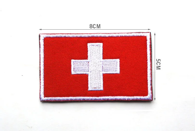 Parche bordado bandera de Suiza con velcro para ropa táctica