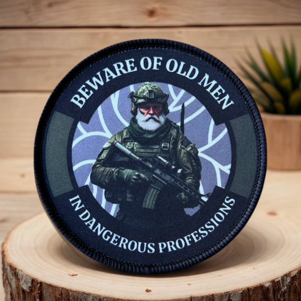 Parches adhesivos decorativos para mochila militar con gancho y bucle para insignia de moral con estampado táctico de anciano para ropa