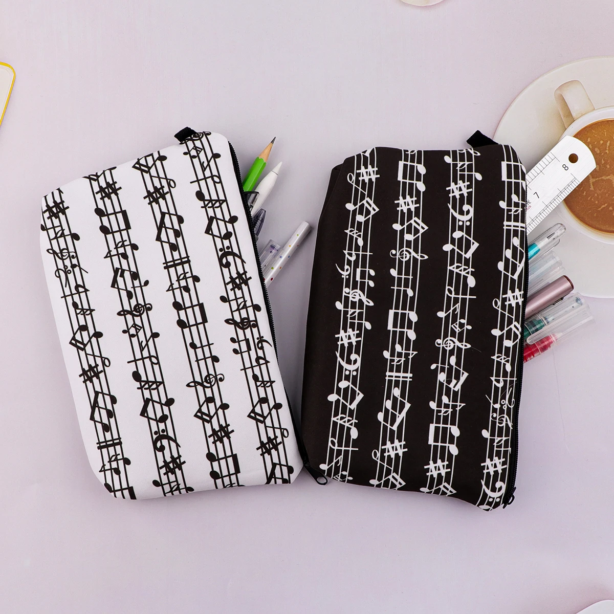 Organizador de almacenamiento de notas musicales, bolsas de maquillaje, bolsa de cosméticos portátil, bolsa de cosméticos de viaje para mujer, accesorio de maquillaje - imagen 3