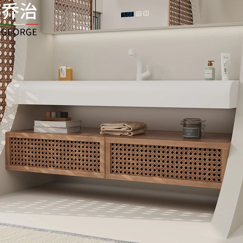 Lavabo integrado de ratán-Ji Feng, mueble de baño combinado, lavabo de baño - imagen 4