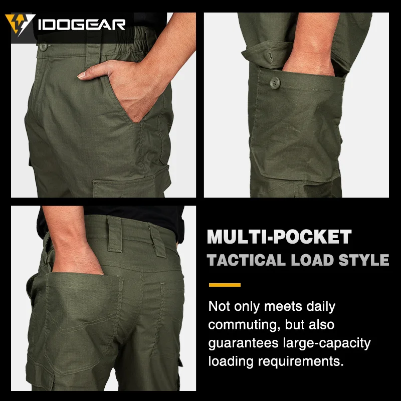 IDOGEAR Pantalones cargo tácticos flexibles para hombre, ligeros, resistentes al agua, pantalones casuales elásticos Ripstop, pantalones básicos para todos los días 3214 - imagen 5