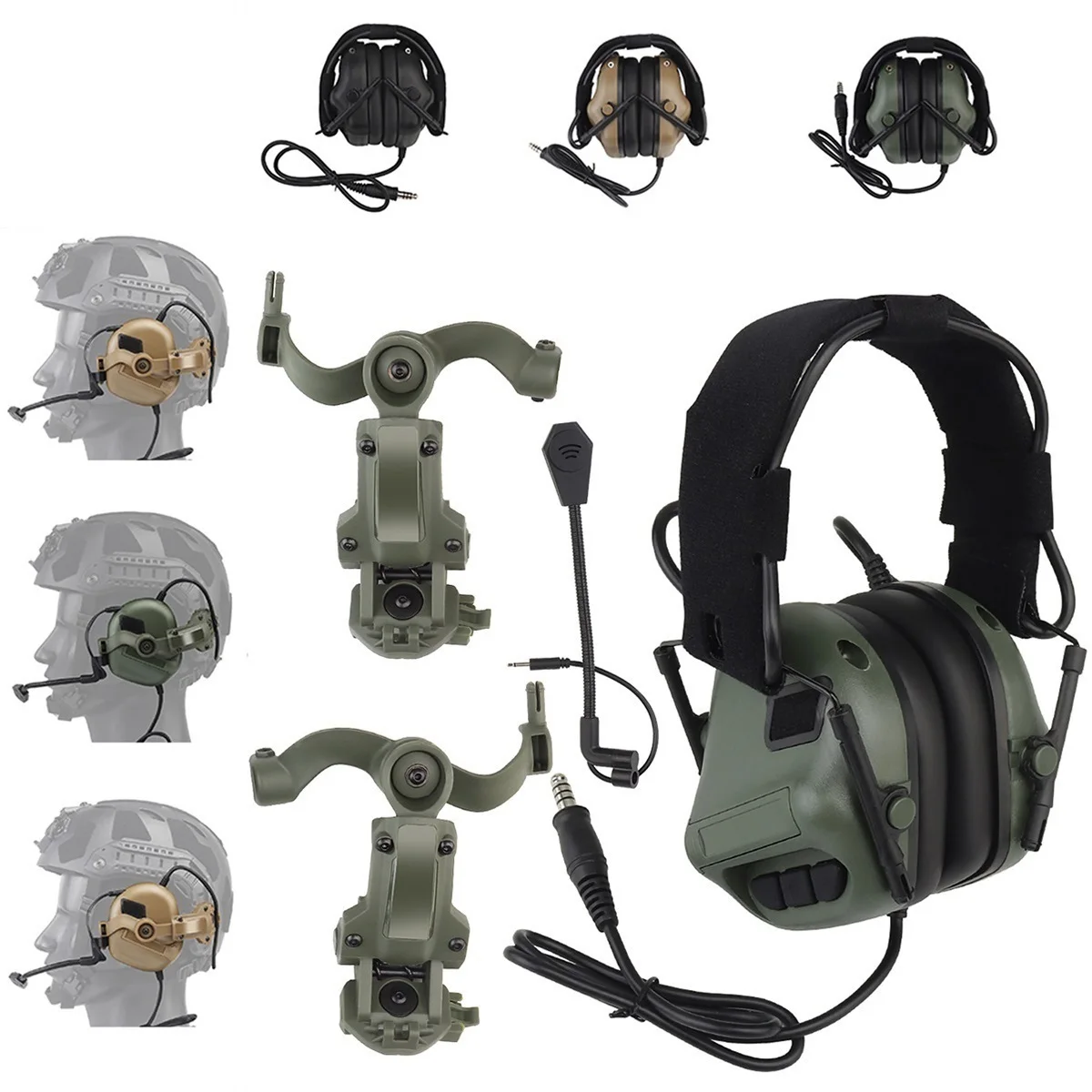 Auriculares de tiro táctico para casco rápido OPS Wendy M-LOK auriculares de arco (montados en la cabeza y montados en casco) orejeras de caza al aire libre