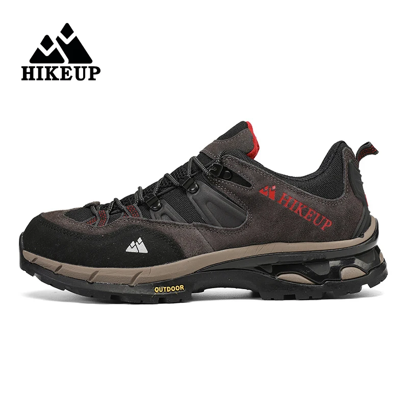HIKEUP, recién llegado, zapatos de senderismo de cuero, zapatos deportivos al aire libre resistentes al desgaste para hombres, zapatillas de deporte con cordones para escalar, senderismo y cazar - imagen 4