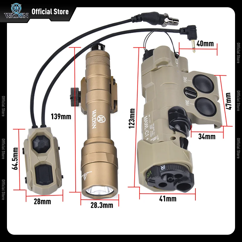 WADSN nailon MAWL rojo verde azul punto vista IR relleno de luz IR punto Surefir M600U linterna luz blanca arma de caza - imagen 3