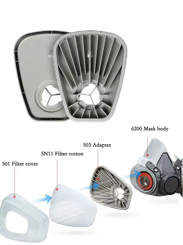 Máscara antipolvo de media cara 6200, trabajo de seguridad 503 5N11, filtros de partículas, gafas aptas para trabajo Industrial, pintura en aerosol, decoración, molienda - imagen 3