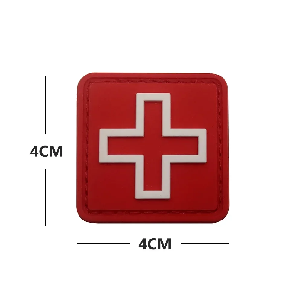 Parches de emergencia médica 3D de PVC, rojo, blanco y negro, insignia de moral cruzada militar, pegatinas tácticas de gancho y bucle, parche para costura de ropa - imagen 5