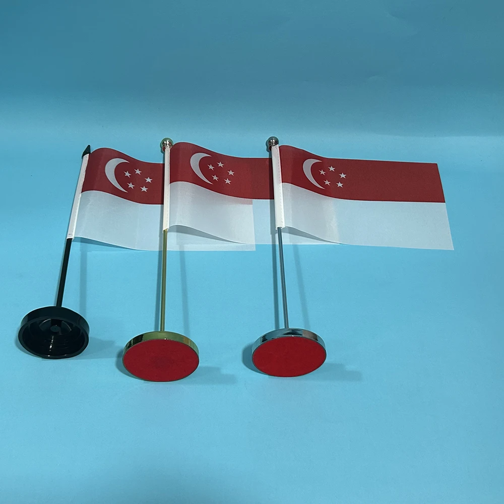 Bandera Singapur poliéster para mesa, soporte de escritorio - imagen 2