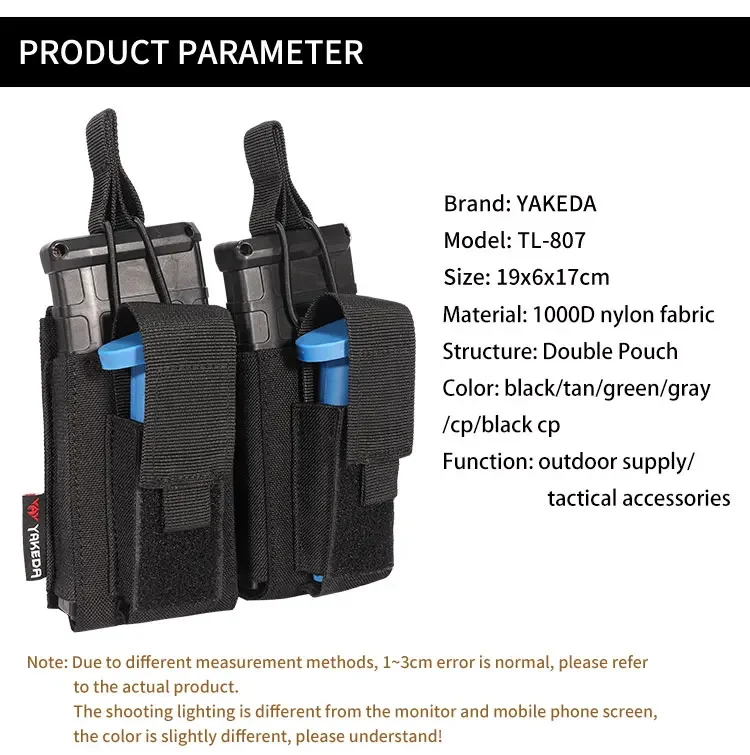YAKEDA bolsa táctica doble para revistas Molle 5,56mm 9mm bolsa para revistas de entrenamiento de equipo táctico accesorios tácticos bolsa Mag - imagen 3