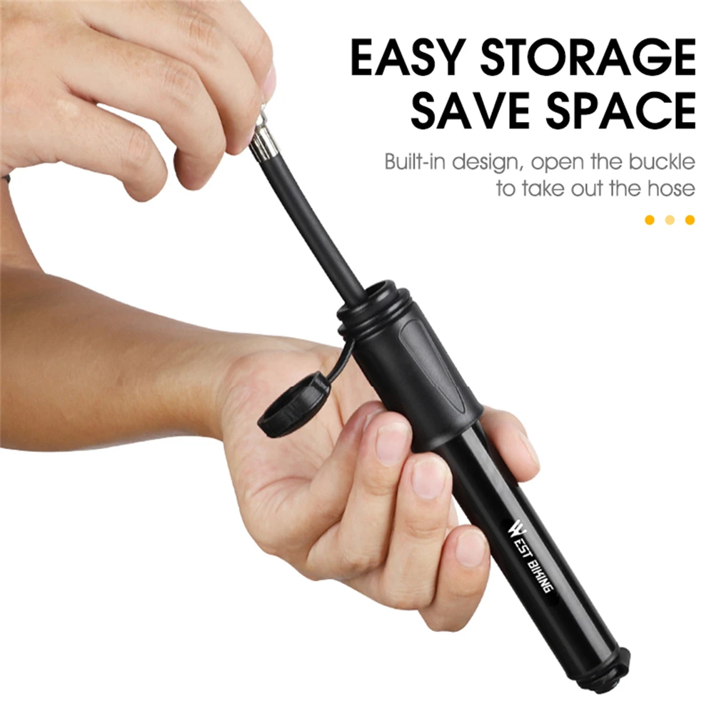 Mini bomba de aire para bicicleta de montaña, bomba de aire manual para bicicleta de aleación de aluminio, inflador de neumáticos, 100PSI - imagen 4