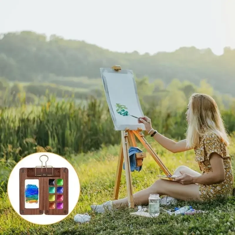 Juego paleta acuarela portátil, paleta cuaderno bocetos 8/15 colores, caja pintura, juego acuarela viaje - imagen 3