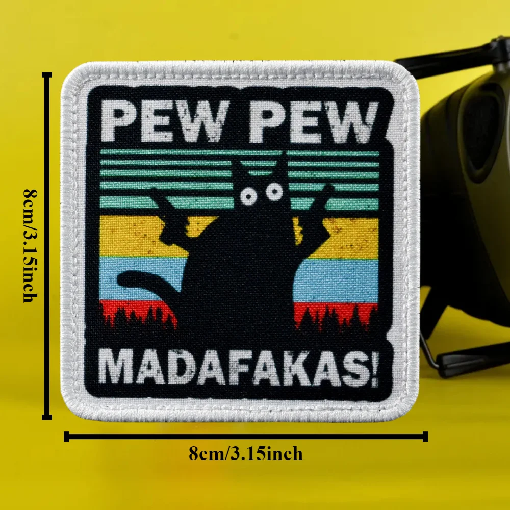PEW PEW MADAFAKAS parche de moral de gato parches bordados insignia militar brazalete gancho y bucle emblema mochila pegatinas - imagen 3