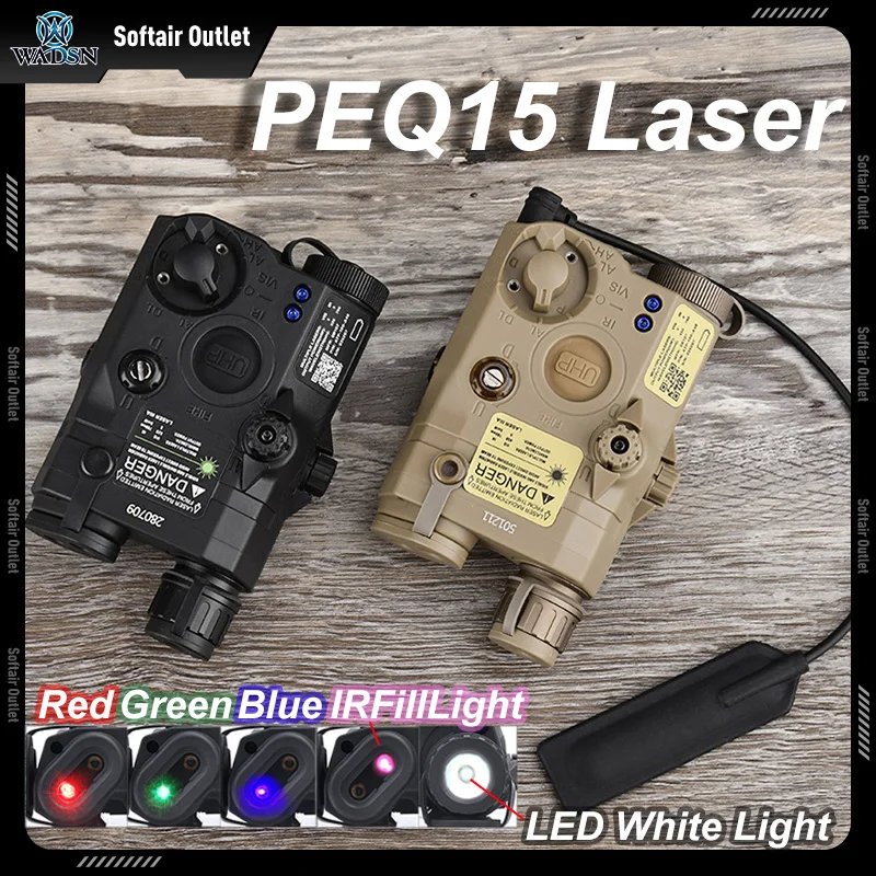 Softair PEQ-15 Dummy Airsoft UHP AN PEQ 15 LA 5C Puntero de puntos rojos, láser verde y azul, indicador IR, luz de relleno, Scout LED, modelo AR15, caza - imagen 2