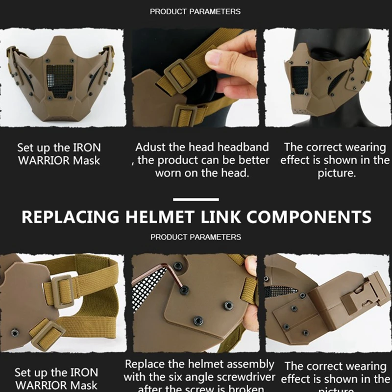 Máscara de calavera Airsoft, media cara, máscaras tácticas para Halloween, Paintball CS, juego de supervivencia, tiro, Cosplay, fiesta, película - imagen 3