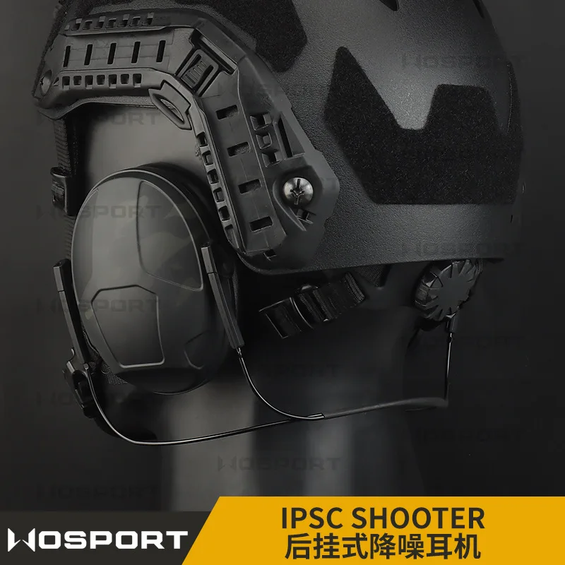 WOSPORT-Protectores de oídos de camuflaje táctico IPSC, cascos con cancelación de ruido y montado en la parte trasera - imagen 2