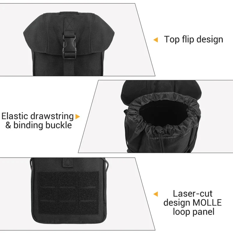 Bolsa de basura táctica Molle de gran capacidad, estuche de reciclaje de utilidad de revista con cordón, cinturón, bolsa de cintura - imagen 4