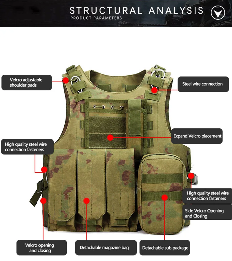 Chaleco táctico militar, ropa protectora de tiro de bala de Color de pistola de aire, equipo de caza al aire libre, chaleco de policía blindado militar - imagen 4
