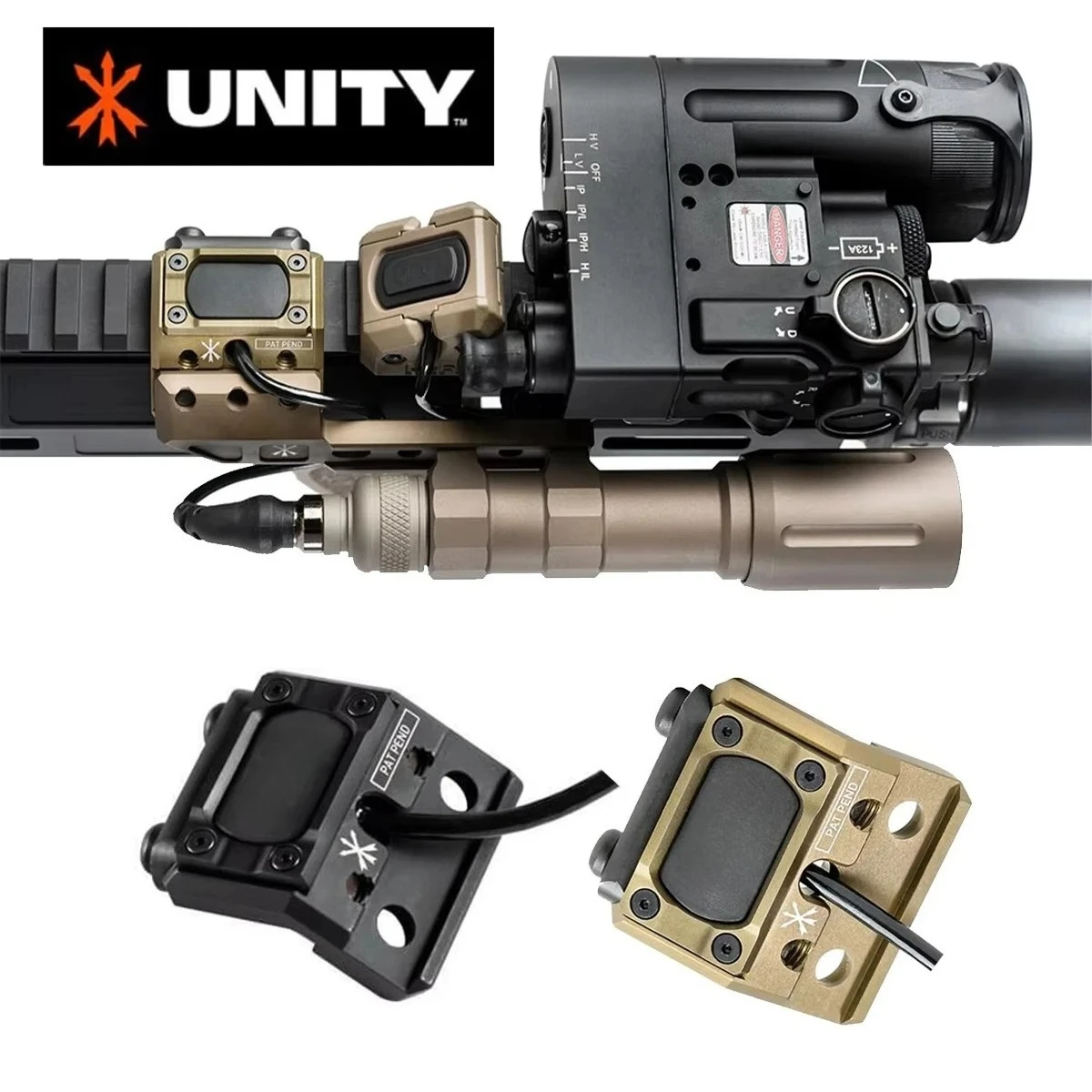 UNIDAD Metal ModButton interruptor remoto de presión riel de 20mm para Surefire M300 M600 Mod armas linterna DBAL-A2 PEQ15 2,5mm SF PLUG