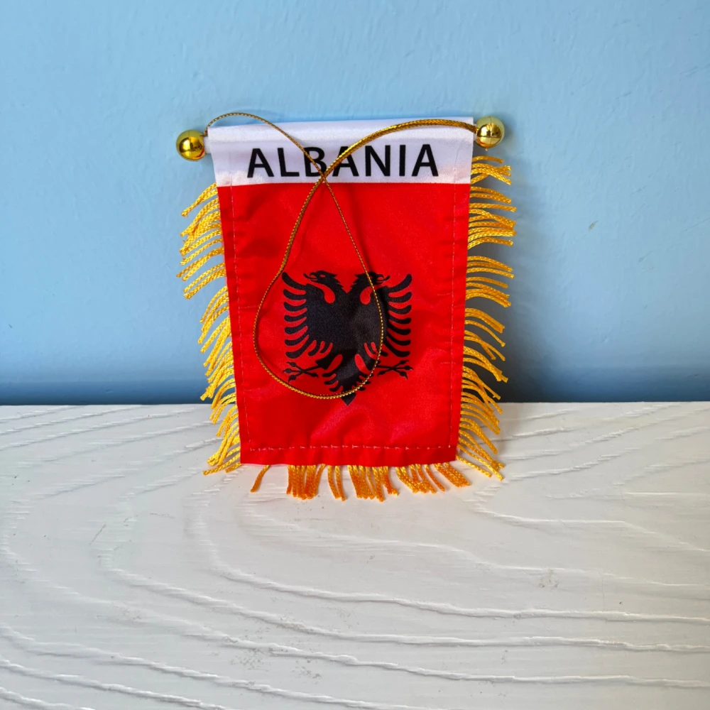 Bandera de Albania, 14x10, eventos deportivos, bandera de Albania, banderas colgantes para ventanas de coche - imagen 2