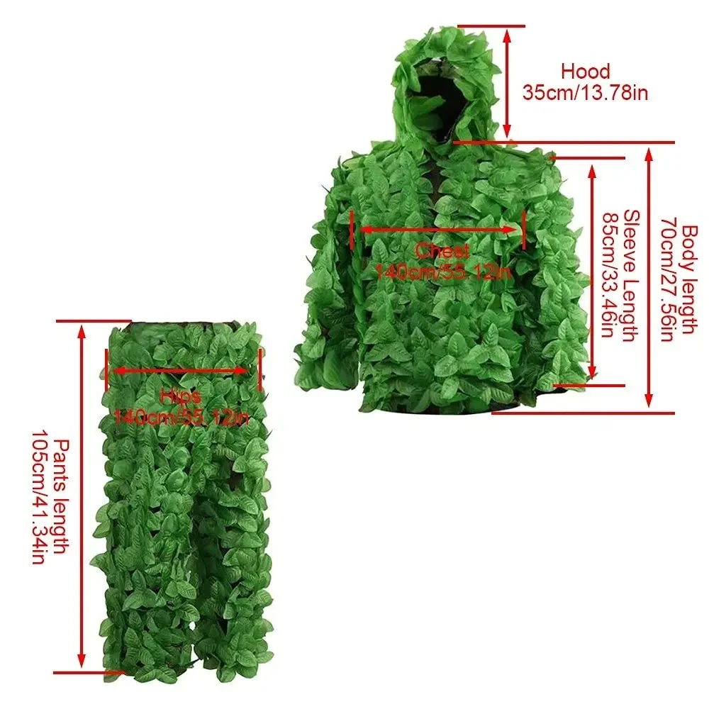 Traje Ghillie de caza para hombres y mujeres, ropa de caza de camuflaje con hojas CS para exteriores, ropa de camuflaje biónico, ropa táctica de entrenamiento - imagen 3