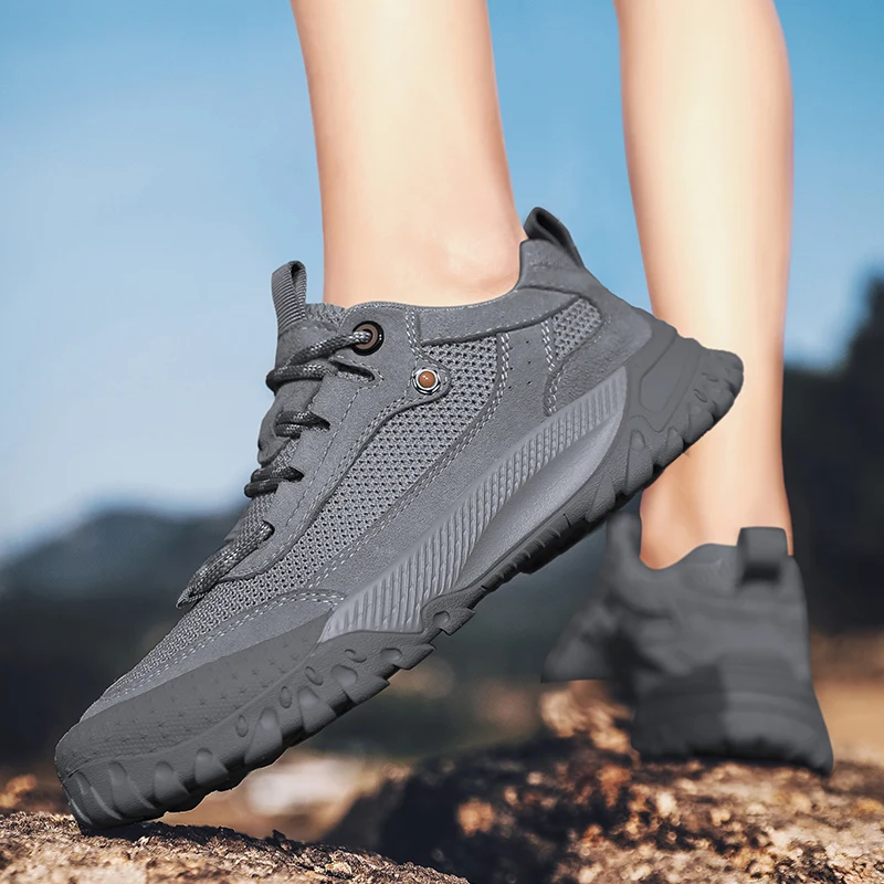 MERRTO-zapatos de senderismo transpirables para hombre, botas de trekking de malla para deportes al aire libre, zapatillas ligeras informales de montaña, zapatos de turismo al tobillo - imagen 4