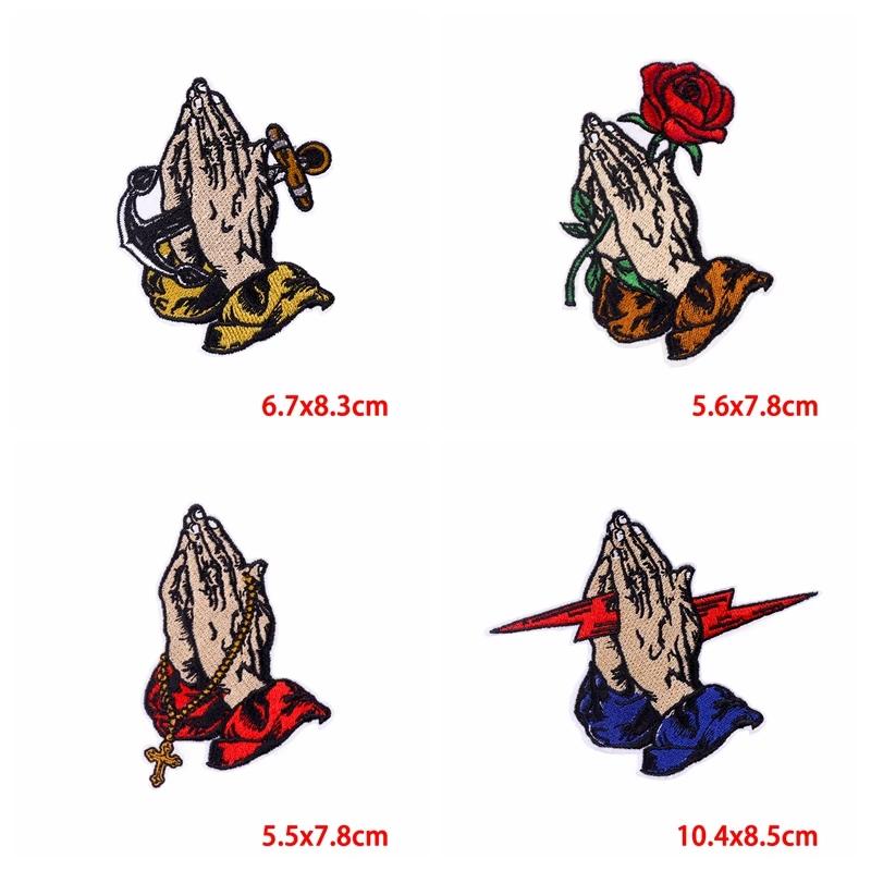 Prajna-Parche de calavera rosa para ropa, en la ropa para planchar parches bordados, parches de calavera de dedo DIY, pegatina de parche, 10 piezas - imagen 5