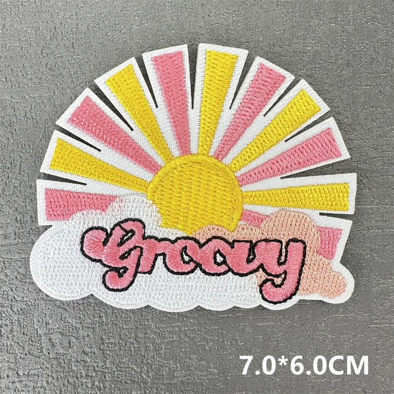 Parches bordados de flores de dibujos animados para ropa, parche rosa para surfear, playa, ballena, niña, parches para planchar en ropa, apliques adhesivos - imagen 5