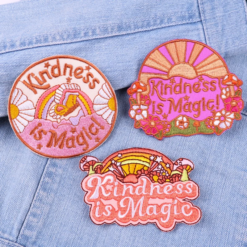 La bondad es mágica/parche bordado de dibujos animados, parche con letras, parches para planchar para ropa, parches termoadhesivos para coser ropa DIY - imagen 4