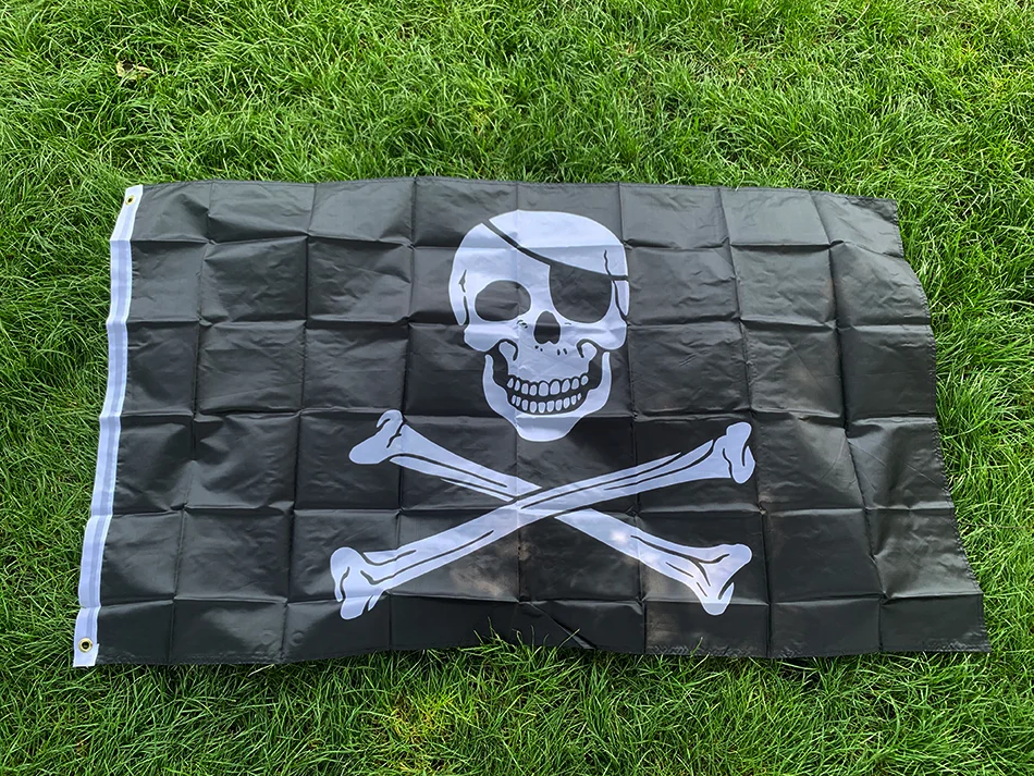 Bandera pirata calavera cuchillos bandana roja decorativa - imagen 2
