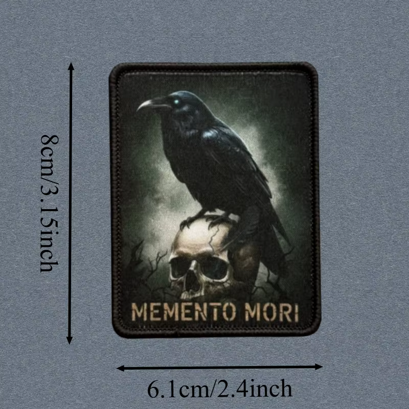 Parche táctico Memento Mori calavera búho con cierre velcro - imagen 3