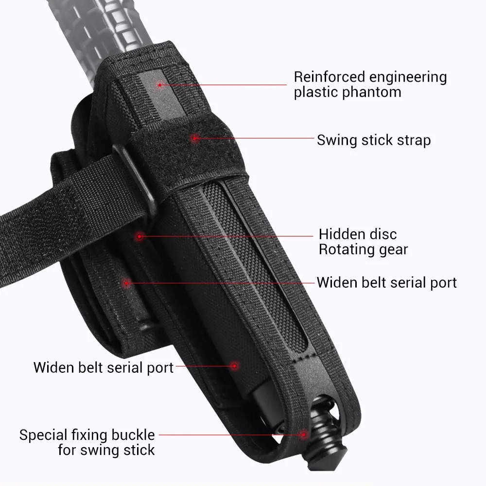 Bolsa de soporte de bastón con rotación de 360 grados, funda de palo extensible, funda táctica Molle de nailon para palo de defensa telescópico al aire libre - imagen 4