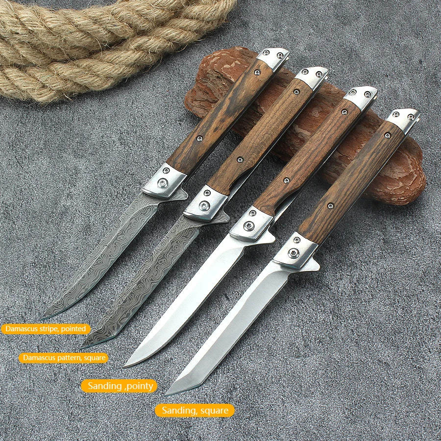 Navaja plegable con patrón damasco y mango de estilo vintage