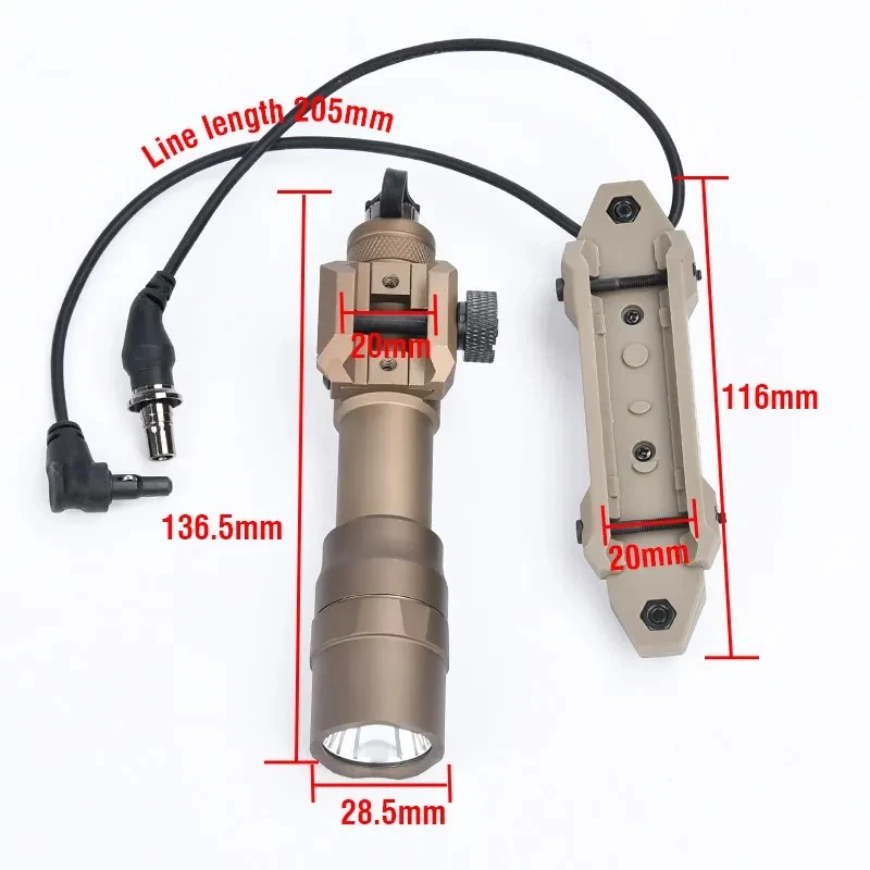 WADSN-linterna táctica Airsoft M600 M600DF, potente interruptor de presión de doble función aumentada de 1400 lúmenes, luz de caza, 600df - imagen 5