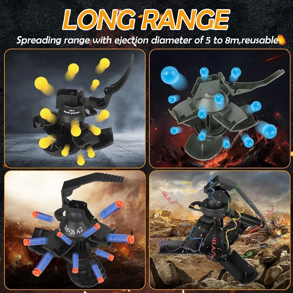 Juguete de humo de granada de explosión de granada manual M67 1/3 piezas, modelo de granada de nailon, para tiro de Paintball Airsoft. - imagen 4