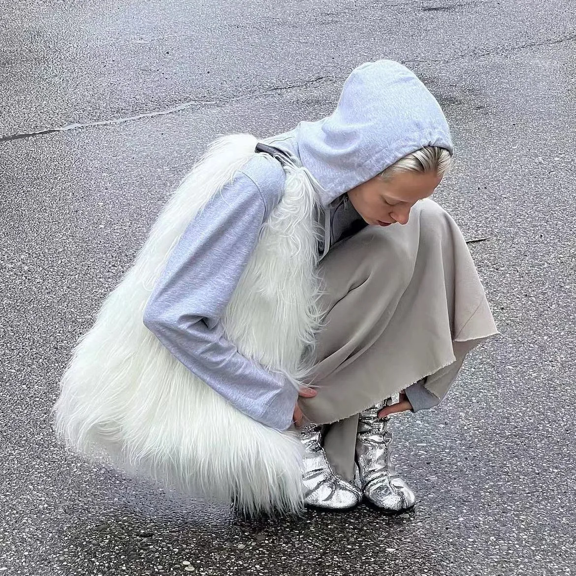 Lawaia, bolso de moda de invierno, piel sintética de lana, piel sintética hiberna, bolsos grandes de hombro, 50cm, accesorios clásicos de moda - imagen 4