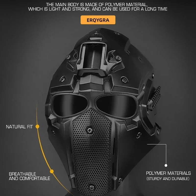 ERQYGRA-mascarilla táctica de cara completa, protector de Paintball, Cosplay, equipo de Airsoft, caza, juego de guerra, accesorios de tiro al aire libre - imagen 5