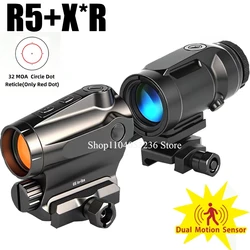 Mira holográfica táctica R5 XR Red Dot y combinación de lupa 3X 5X ampliar el campo de visión mira para Rifle de caza se adapta a riel de 20mm