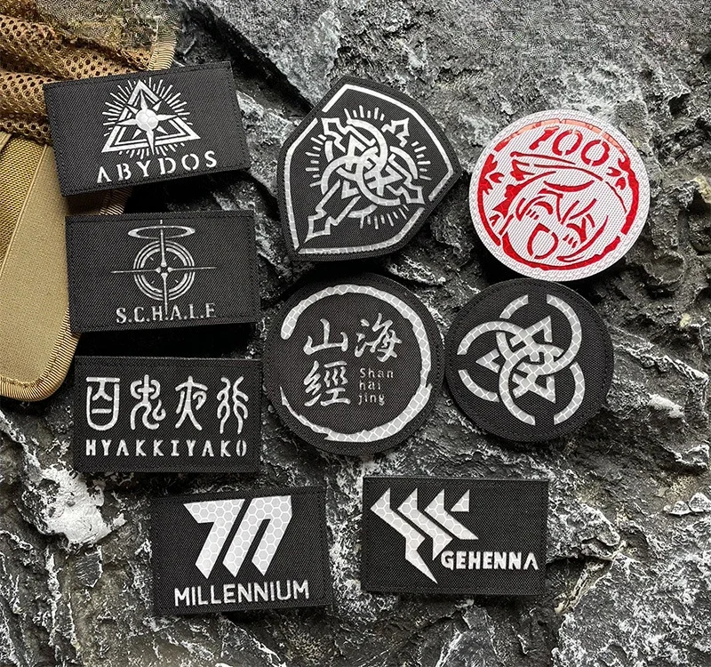 Insignia de moral reflectante Millennium, brazalete ABYDOS, paquete táctico al aire libre, pegatina azul, Parche de gancho y bucle, parches militares