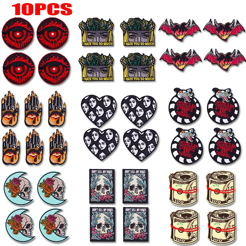 Parches bordados horror punk termoadhesivos calavera para coser